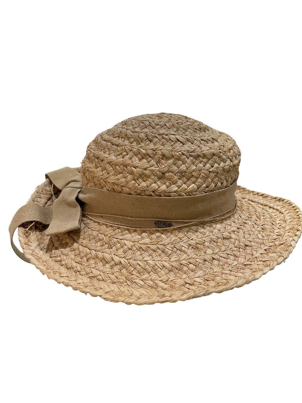 The Scala Collection Brimmed Straw Hat With Bow Back One Size